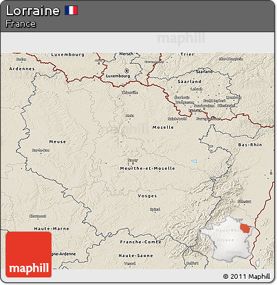 Shaded Relief 3D Map of Lorraine