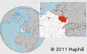 Gray Location Map of Lorraine, highlighted country, hill shading