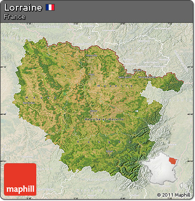 Satellite Map of Lorraine, lighten