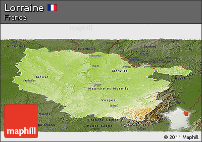 Physical Panoramic Map of Lorraine, darken