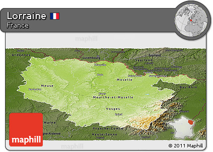 Physical Panoramic Map of Lorraine, darken