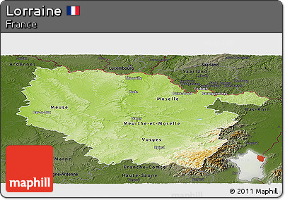 Physical Panoramic Map of Lorraine, darken