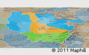 Political Panoramic Map of Lorraine, semi-desaturated