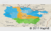 Political Panoramic Map of Lorraine, shaded relief outside