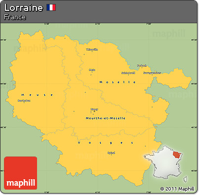 Savanna Style Simple Map of Lorraine, single color outside