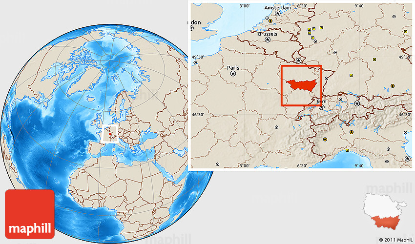 Les Vosges France Map Shaded Relief Location Map Of Vosges