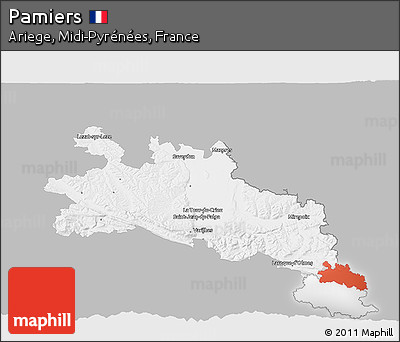 Gray 3D Map of Pamiers, single color outside