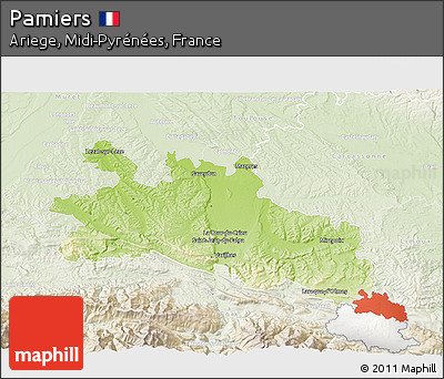 Physical 3D Map of Pamiers, lighten