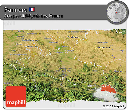 Satellite 3D Map of Pamiers