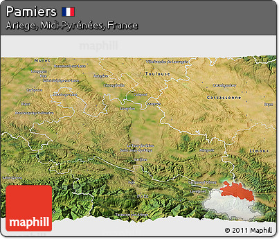 Satellite 3D Map of Pamiers