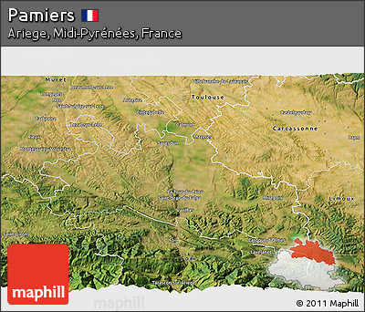 Satellite 3D Map of Pamiers