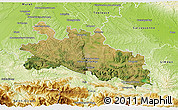 Satellite 3D Map of Pamiers, physical outside