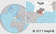 Gray Location Map of Pamiers, highlighted country, highlighted grandparent region