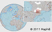 Gray Location Map of Pamiers, highlighted parent region, highlighted grandparent region, hill shading