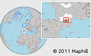 Gray Location Map of Pamiers, highlighted parent region, highlighted grandparent region