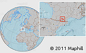 Gray Location Map of Pamiers, hill shading