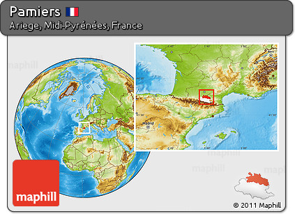 Physical Location Map of Pamiers, highlighted parent region