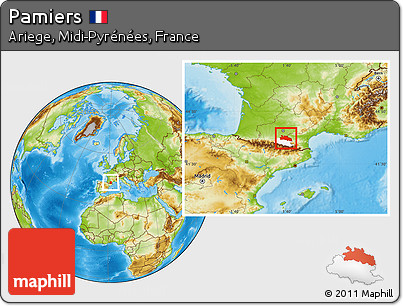 Physical Location Map of Pamiers, highlighted parent region