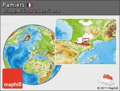 Physical Location Map of Pamiers, highlighted parent region, highlighted grandparent region