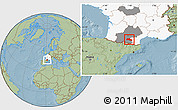 Savanna Style Location Map of Pamiers, highlighted country, highlighted grandparent region, hill shading