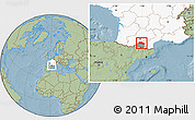 Savanna Style Location Map of Pamiers, highlighted country, highlighted parent region, hill shading