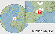 Savanna Style Location Map of Pamiers, highlighted parent region, highlighted grandparent region, hill shading