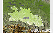 Physical Map of Pamiers, darken