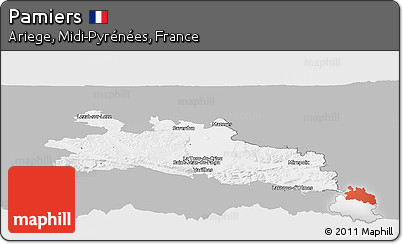 Gray Panoramic Map of Pamiers, single color outside