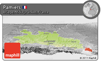 Physical Panoramic Map of Pamiers, desaturated
