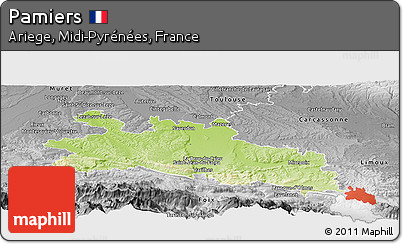 Physical Panoramic Map of Pamiers, desaturated