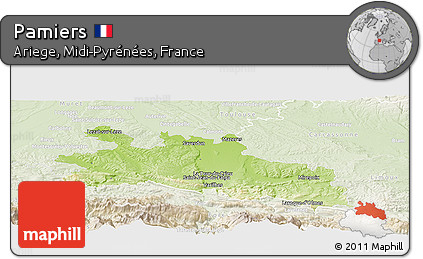 Physical Panoramic Map of Pamiers, lighten