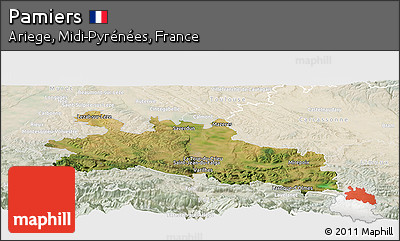 Satellite Panoramic Map of Pamiers, lighten