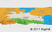 Shaded Relief Panoramic Map of Pamiers, political outside