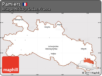 Classic Style Simple Map of Pamiers, cropped outside