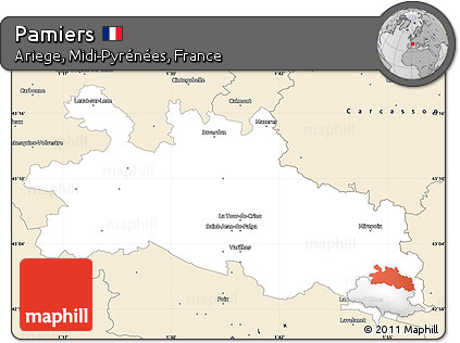 Classic Style Simple Map of Pamiers