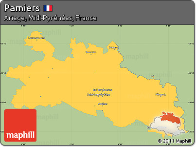 Savanna Style Simple Map of Pamiers, single color outside