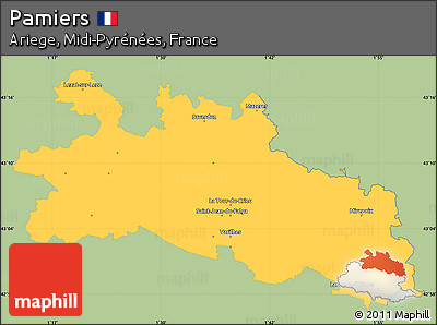 Savanna Style Simple Map of Pamiers, single color outside