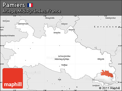 Silver Style Simple Map of Pamiers