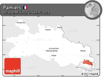 Silver Style Simple Map of Pamiers, single color outside