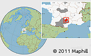 Savanna Style Location Map of Rodez, highlighted country, highlighted grandparent region