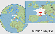 Savanna Style Location Map of Rodez, highlighted country, highlighted parent region, within the entire country