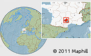 Savanna Style Location Map of Rodez, highlighted country, highlighted parent region, hill shading