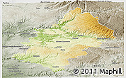 Physical Panoramic Map of Rodez, semi-desaturated