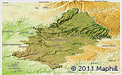 Satellite Panoramic Map of Rodez, physical outside