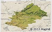 Satellite Panoramic Map of Rodez, shaded relief outside