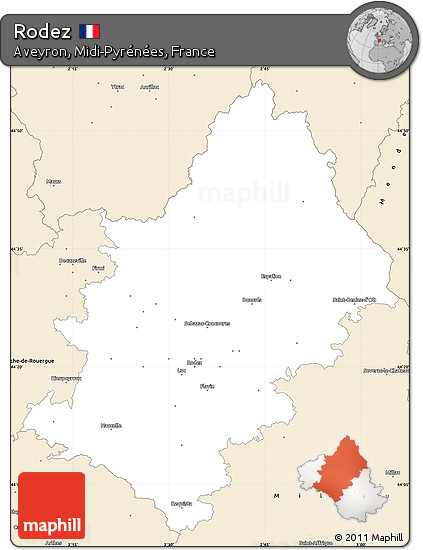 Classic Style Simple Map of Rodez