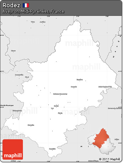 Silver Style Simple Map of Rodez
