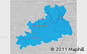 Political 3D Map of Bourges, lighten, desaturated