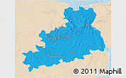 Political 3D Map of Bourges, lighten