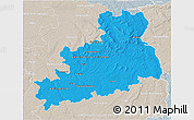 Political 3D Map of Bourges, lighten, semi-desaturated